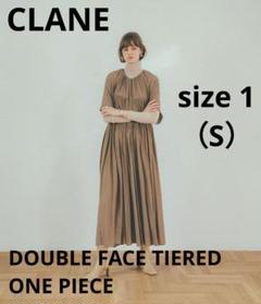 【美品】CLANE クラネ ダブルフェイスティアードワンピース 半袖 ギャザー 美品】CLANE クラネ ダブルフェイスティアードワンピース 半袖