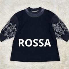未使用　インポートロッサ　リネン＆レース　Tシャツ　黒 未使用 インポートロッサ リネン＆レース Tシャツ 黒 トップス