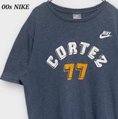 00s Y2K ナイキ コルテッツ カレッジロゴ 風 半袖 Tシャツ チャコール