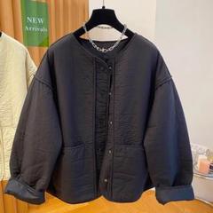 【美品】高級感 ゆったり 大きいサイズ ノーカラージャケット アウター 無地