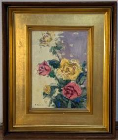 【真作】絵画　保科友江　油彩4号　ばら　優雅な色彩が映える油彩画　W4 真作】絵画 保科友江 油彩4号 ばら 優雅な色彩が映える油彩画 W4