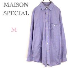 ◆メゾンスペシャル【M】ワイシャツ ストライブ柄シャツ 綿100％ オフィス