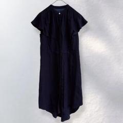903》ラブレス シャツワンピース 半袖 膝丈 フリルスリーブ シンプル 34