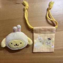 サンリオ×ちいかわ ヘアクリップ うさぎ プリン 前髪クリップ 巾着