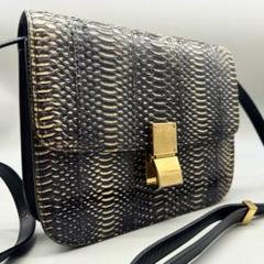 極美品✨CELINE クラシックボックス パイソン レザー ショルダーバッグ 極美品✨CELINE クラシックボックス パイソン レザー ショルダー
