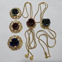 ヴィンテージ『薔薇のループタイ&ブローチ』セット