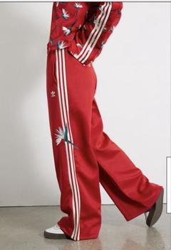 adidas 赤 ジャージワイドパンツ XS レディース サテン ワイドレッグ トラックパンツ ベター