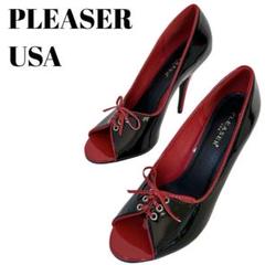 美品✨ PLEASER USA（26）レッドソール　エナメル　ハイヒール　レッド