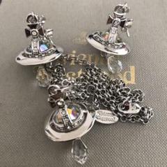 ヴィヴィアン ネックレス　ピアス　クリスタルドロップ シルバー　セット ヴィヴィアン ネックレスピアスセットクリスタルドロップ シルバー