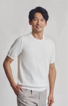 未使用 ヒルトン L オフ ホワイト 白 半袖 ニット セーター 48