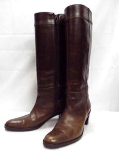 マーガレットハウエル 本革 サイドジップ ロングブーツ 茶 22cm MARGARET HOWELL ミドルブーツ 革 ジップ ダークブラウン 茶