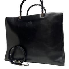 A4対応 GUCCI ビジネスバッグ レザー バンブー ブラック グッチ 767