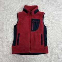 コロンビアColumbiaフリースベスト赤レッド系M