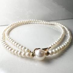 極美品【高級】k18 本真珠 白珠 ネックレス 3.3〜3.2㎜