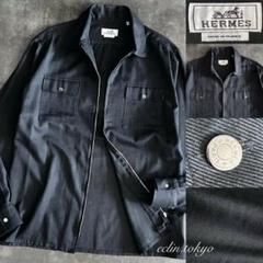 HERMES ダブルポケット セリエボタン シャツ ジャケットE4674