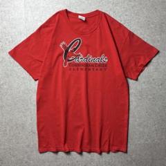 GILDAN 半袖Tシャツ　スクールロゴ　スポーツチーム　アニマル　鳥　赤　L