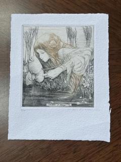 アルフォンスイノウエ 水辺の少女 銅版画 アルフォンス井上 蔵書票 限定 サイン アルフォンスイノウエ 水辺の少女 銅版画 アルフォンス井上 蔵書