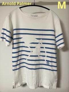 アーノルドパーマー Tシャツ M ロゴ刺繍 ボーダー BIGロゴ、