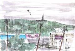 原画#3351　ラスベガス　水彩画　ドローイング　スケッチ　アート　絵画　風景画 原画#3351 ラスベガス 水彩画 ドローイング スケッチ アート