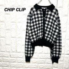 CHIP CLIPチップクリップ ショート丈チェック長袖カーディガン サイズL