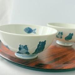 猫と魚のうつわ 3客セット 水峰 薄手小鉢 お茶碗 かわいい和食器