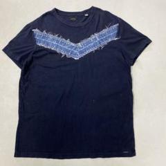 DIESEL デニムパッチ 切り替え 半袖Tシャツ XL