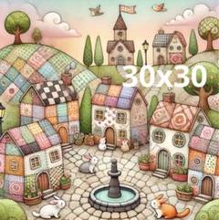 ダイヤモンドアート　キット　パッチワーク　うさぎ　レトロ　風景　ビーズアート