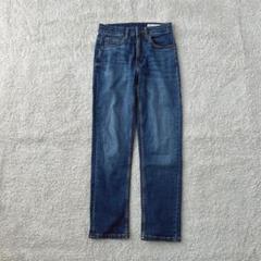 デニムパンツ ストレートパンツ コットン カジュアル ダメージ加工 シンプル