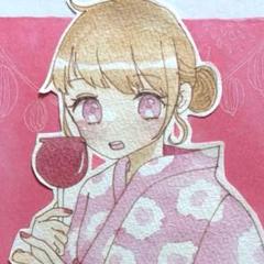 和服の女性イラスト 金縁仕上げ