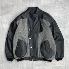 レザージャケット vintage 80-90's 素材切替 ブラック 肩パッ