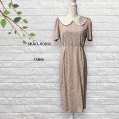 シャトルハウス　SHATL HOUSE　半袖ブラウス　ドット柄　ピンク　ミモレ丈