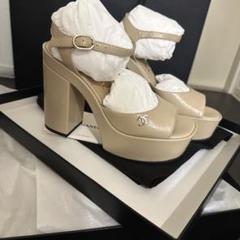 CHANEL ベージュ キルティング ハイヒール CHANEL ベージュ キルティング ハイヒール