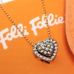 Folli Follie K10 ピンク FF ハート ネックレス フォリフォリ