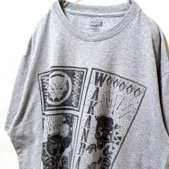 マーベル ブラックパンサーワカンダ デカロゴ Tシャツ グレー灰色 XL古着