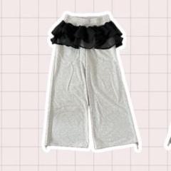 しまむら ayano オーガンジーフリルスエットパンツ　オートミールM
