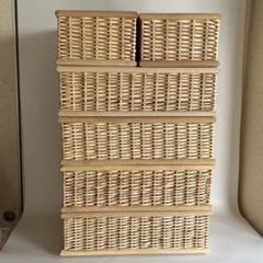 無印良品 ブリ材 バスケット中×3（+1おまけ）、小×2 重ねる収納