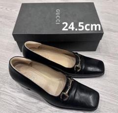 美品 24.5cm相当 GUCCI ホースビット パンプス 黒 レザー イタリア 美品 24.5cm相当 GUCCI ホースビット パンプス 黒 レザー