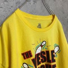 古着 アメリカ輸入 ボーリング プリント Tシャツ 半袖 黄色 ゆるだぼ 英文字