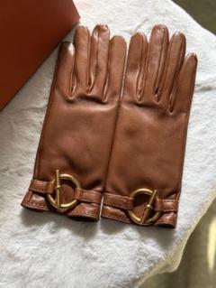 エルメス レザー手袋 新品　ブラウン サイズ7試着のみ　内側シルク　箱あり エルメス レザー手袋 新品ブラウン サイズ7試着のみ内側シルク箱あり