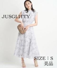 JUSGLITTY スケッチフラワープリントワンピース 美品 JUSGLITTY（ジャスグリッティー）の「スケッチフラワープリント