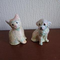 猫と犬の陶器フィギュアセット