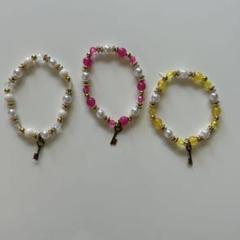 ハンドメイド カラフルビーズのキッズアクセサリー3点セット