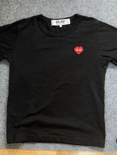 PLAY ハート刺繍 ブラックTシャツ 短丈 S