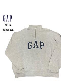 【期間限定！最安値挑戦】 ☆90s☆OLD GAP☆スウェットトレーナー☆ハーフジップ☆レア☆XL トップス