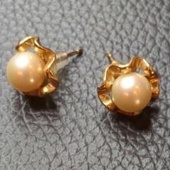 7mmパール ピアス(両耳) シルバー(純銀)925B 金メッキ 台座