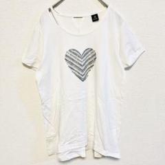 大人可愛い♡ ハート柄✨ DANSKIN 白Tシャツ XL 夏コーデ　【839】