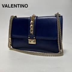 r26【極美品】ヴァレンティノ　レザー　ロックスタッズ　チェーンショルダーバッグ
