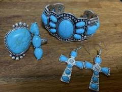新品 ターコイズ バングル ピアス リング 4セット