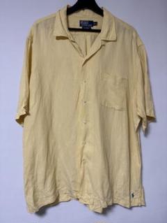90s ラルフローレン オープンカラー 開襟 半袖シャツ リネン シルク XL