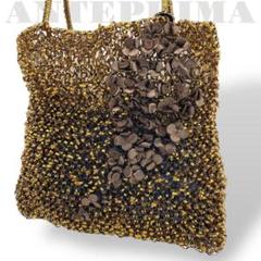 美品　アンテプリマ　ハンドバッグ　ワイヤーバッグ　花　スクエア　金　ゴールド